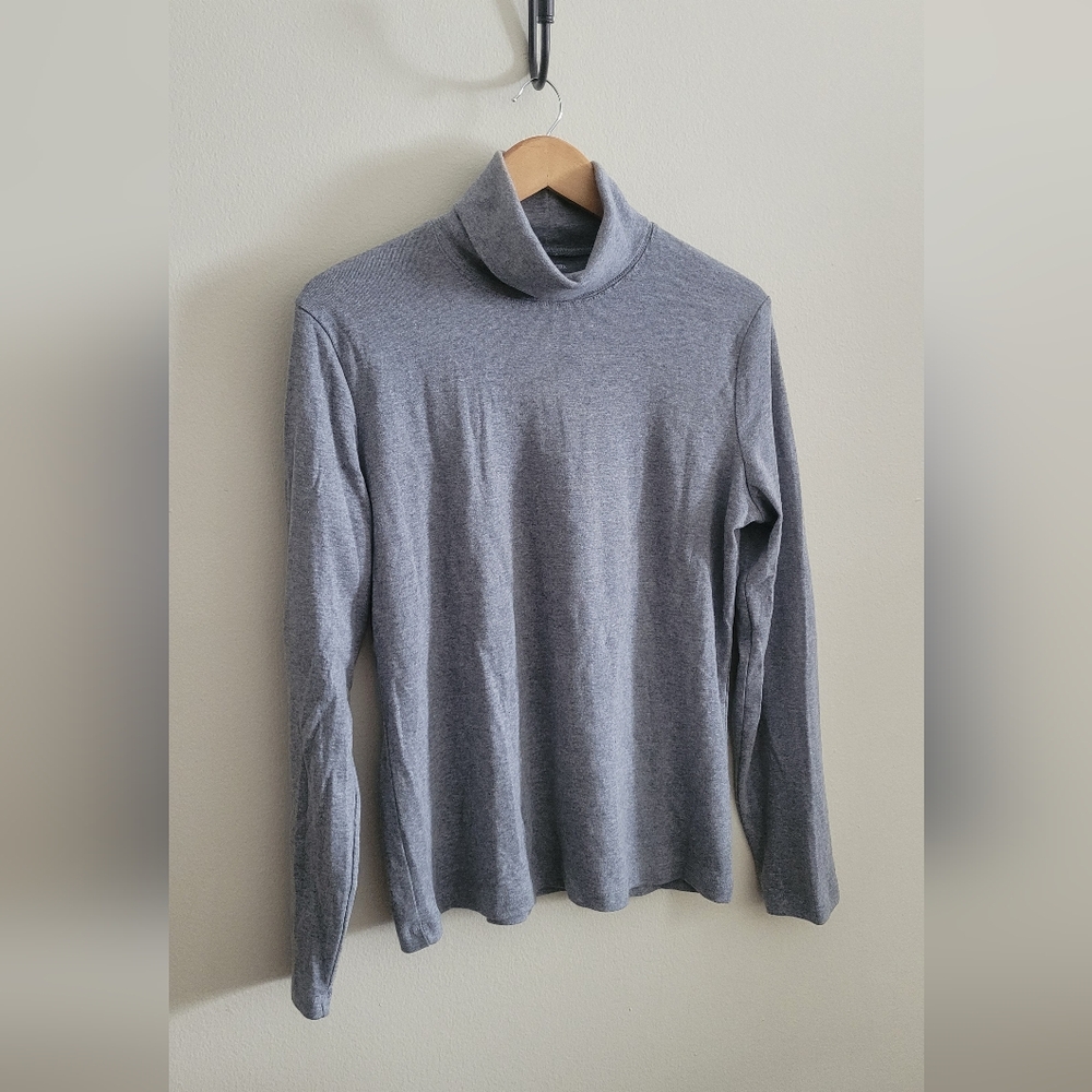 Jones New York Basic Cotton Turtleneck, Women's XL, Grey